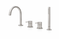 MURO TUA Einbau-Wannenrandmischer mit rundem Auslauf und ausziehbarer Handbrause, Chrom 1208972441