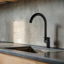 Aquanello Casa Küchenarmatur Schwarz mit Oberhebel BL-1202-CS