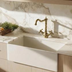 Aquanello Heritage Ascot Klassische Küche Nostalgischer Küchenwasserhahn Bronze mit rechtwinkligem Auslauf BN-4002-HA