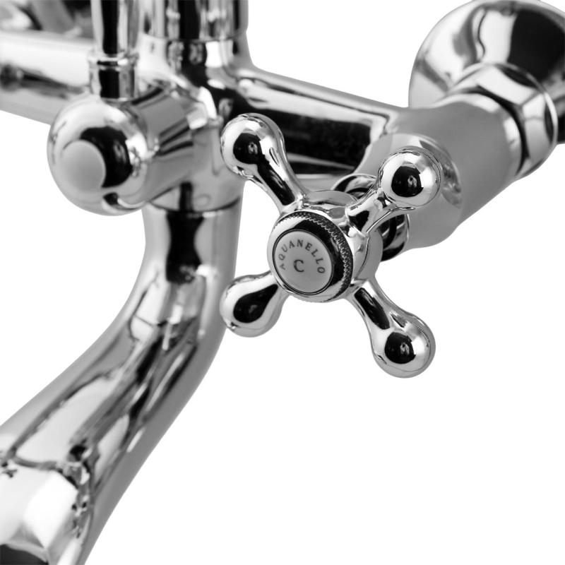 Aquanello Heritage Ascot Klassischer Aufsatz-Badewannenmischer mit Sternknöpfen aus Edelstahl inklusive Handbrause NB-3002-HA