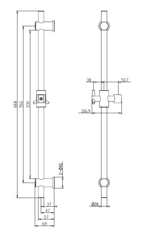 Aquanello Heritage Collection Klassische Gleitschiene 668 mm Bronze BN-9004-HC