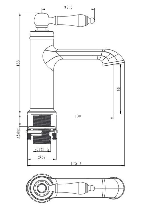 Aquanello Heritage Manor Klassischer nostalgischer Waschtischmischer Chrom CR-1001-HM