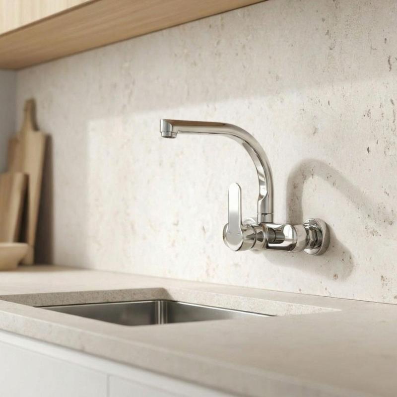 Aquanello Casa Küchenwandarmatur  mit Auslauf oben Chrom CR-1003-CS