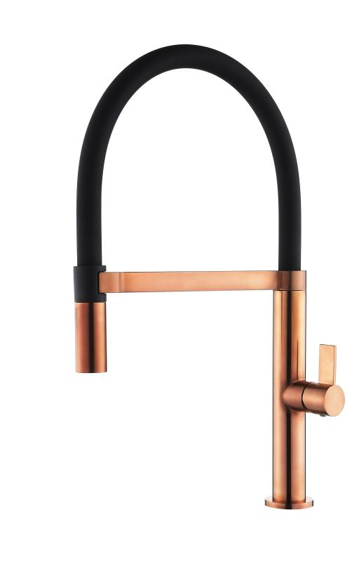 Ausmann Mosel Kombinationsset Spülbecken PVD Kupfer 50 x 40 cm mit Küchenarmatur, Seifenspender und Rollmatte 1208972563